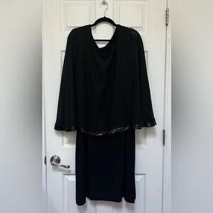 Black Sequinned Dress with Cape